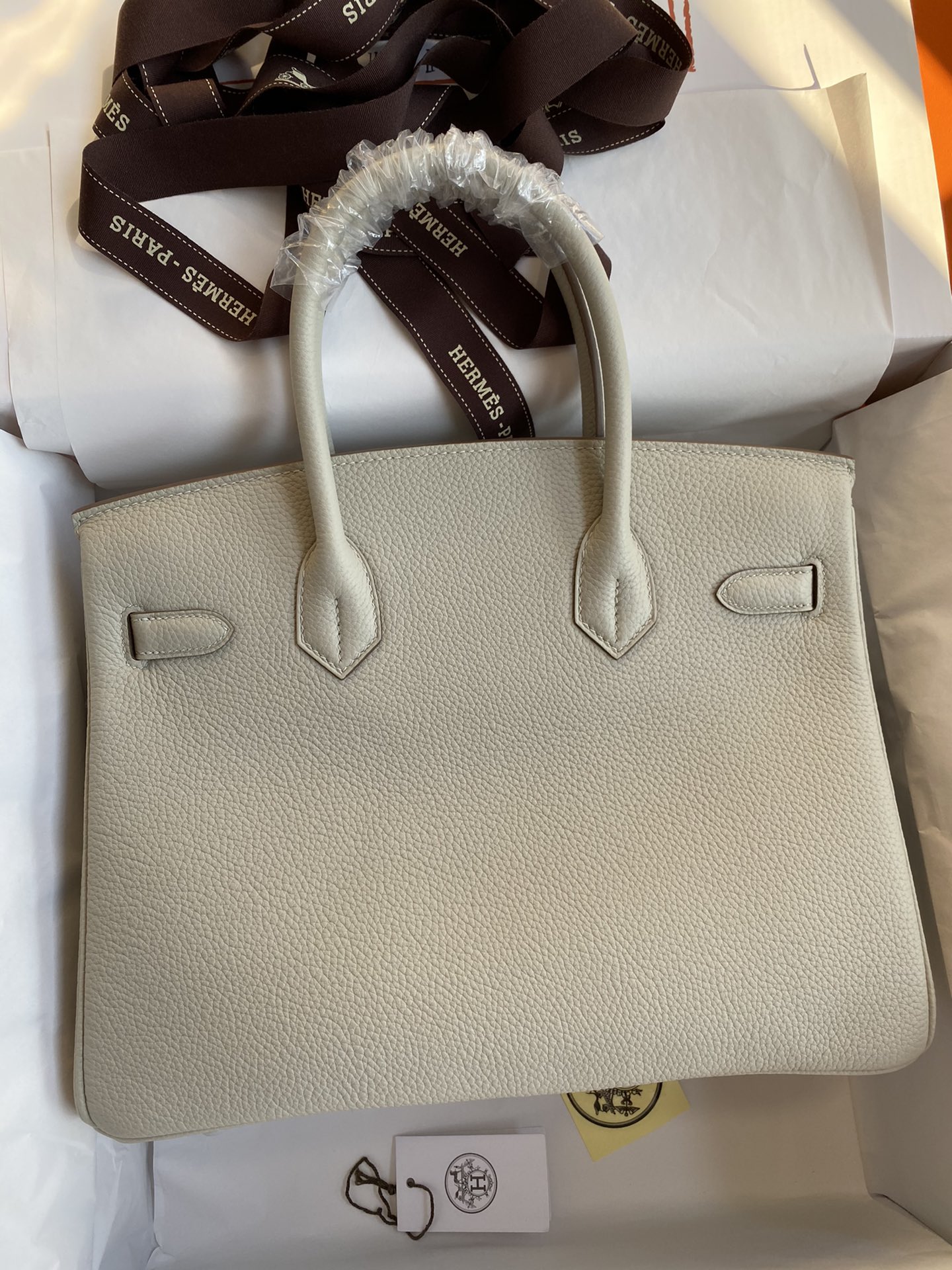 Hermes Birkin 30CM Togo Leather Handbag Pearl Gray